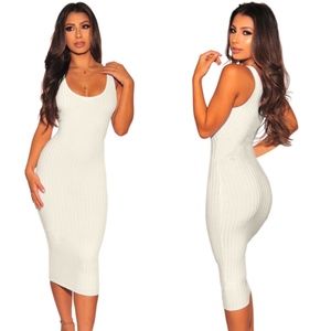 White midi bodycon dress sleeveless midi dress